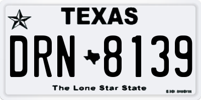 TX license plate DRN8139
