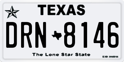 TX license plate DRN8146