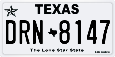 TX license plate DRN8147