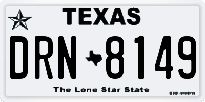 TX license plate DRN8149
