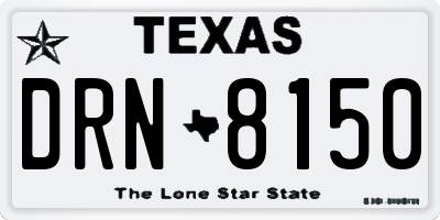 TX license plate DRN8150