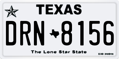 TX license plate DRN8156