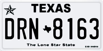 TX license plate DRN8163