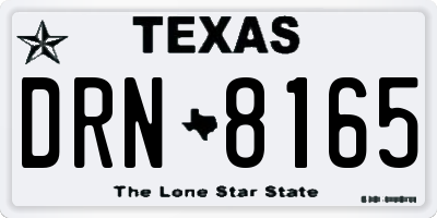 TX license plate DRN8165