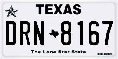 TX license plate DRN8167