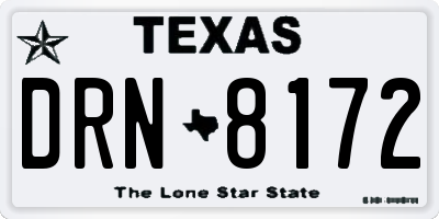TX license plate DRN8172