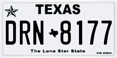TX license plate DRN8177