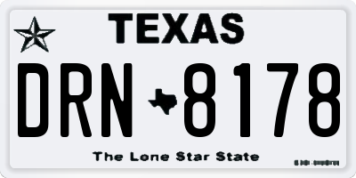 TX license plate DRN8178