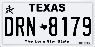 TX license plate DRN8179