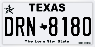 TX license plate DRN8180
