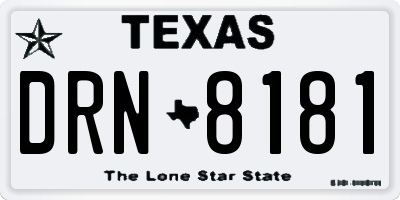 TX license plate DRN8181