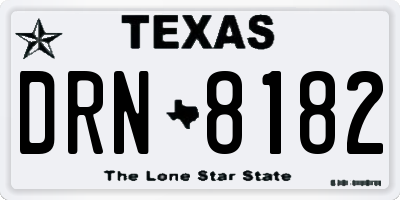 TX license plate DRN8182