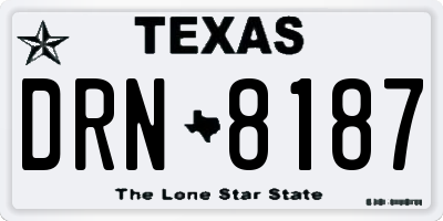 TX license plate DRN8187