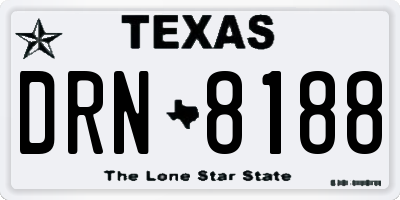 TX license plate DRN8188