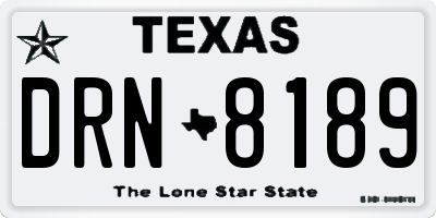 TX license plate DRN8189