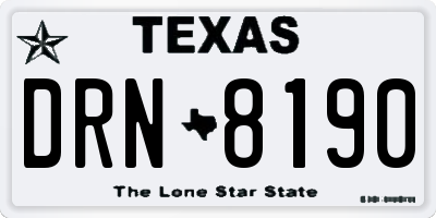 TX license plate DRN8190