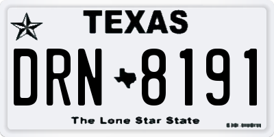 TX license plate DRN8191