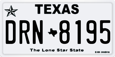 TX license plate DRN8195