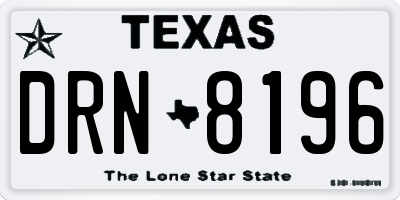 TX license plate DRN8196