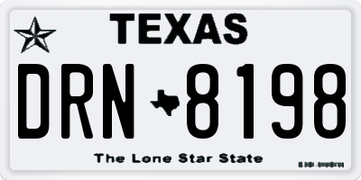TX license plate DRN8198