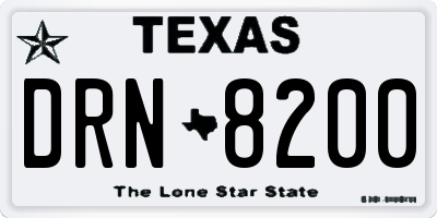 TX license plate DRN8200