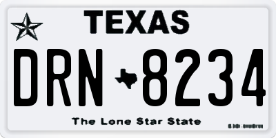 TX license plate DRN8234