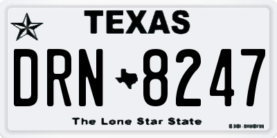 TX license plate DRN8247