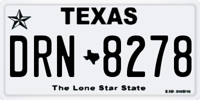 TX license plate DRN8278