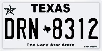 TX license plate DRN8312