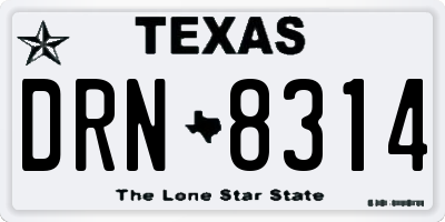 TX license plate DRN8314