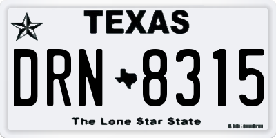 TX license plate DRN8315