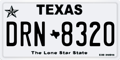 TX license plate DRN8320