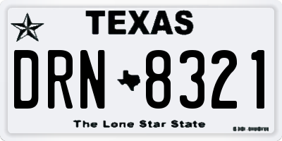 TX license plate DRN8321