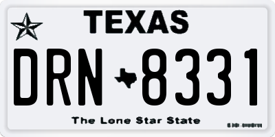 TX license plate DRN8331