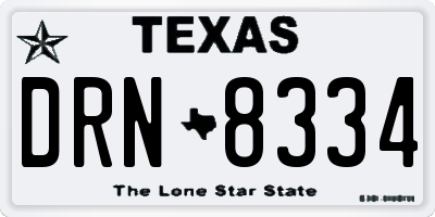 TX license plate DRN8334