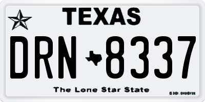 TX license plate DRN8337