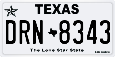 TX license plate DRN8343