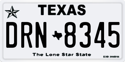 TX license plate DRN8345