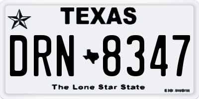 TX license plate DRN8347