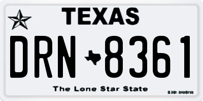 TX license plate DRN8361