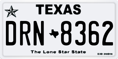 TX license plate DRN8362