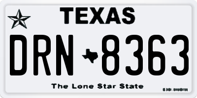 TX license plate DRN8363
