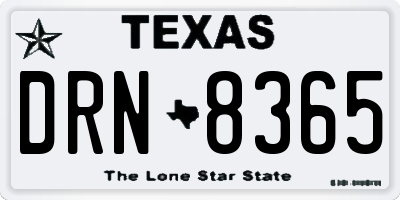 TX license plate DRN8365
