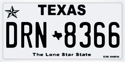 TX license plate DRN8366