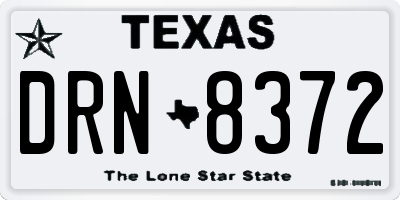 TX license plate DRN8372