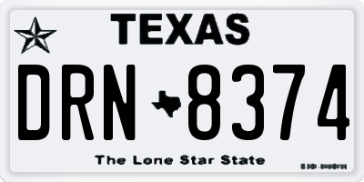 TX license plate DRN8374
