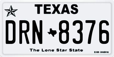 TX license plate DRN8376
