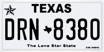 TX license plate DRN8380