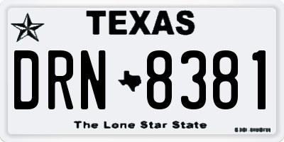 TX license plate DRN8381