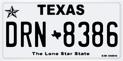 TX license plate DRN8386